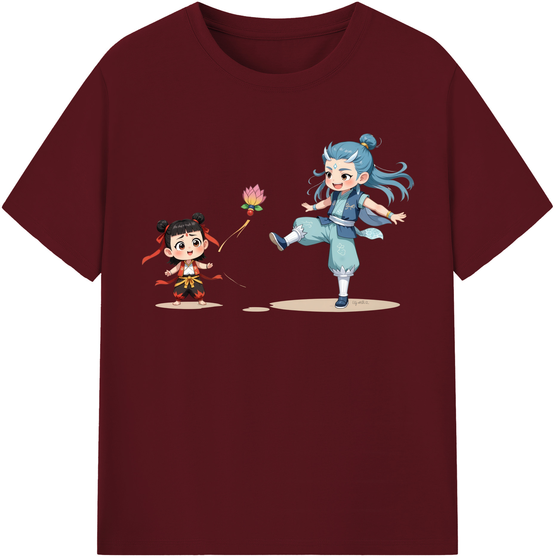 （画像用） Ne Zha 2 ナタ 魔童の大暴れ 綿100％半袖Tシャツ（フロントプリント）